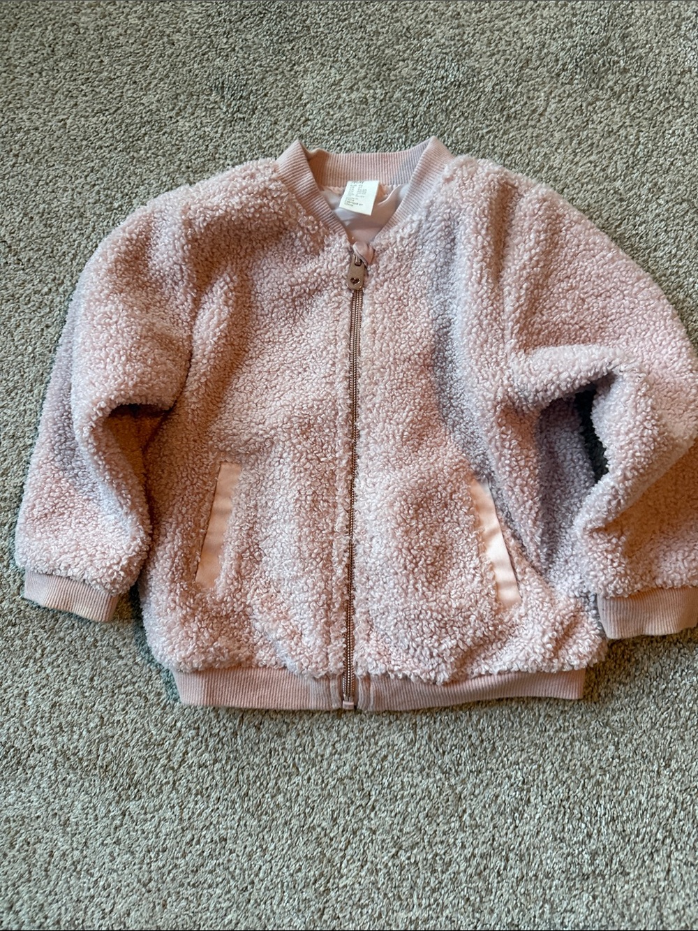H&M Dusty Pink Sherpa Zip Jacket for Kids
